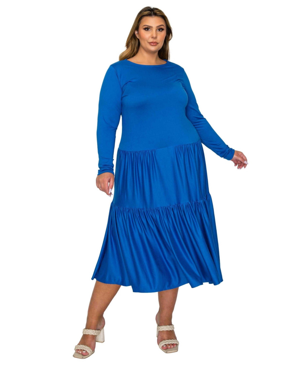 Plus Size Eliana Tiered Midi Dress - Ruby