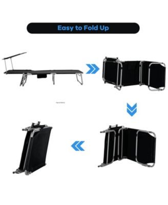 Set of 2 Foldable Lounge Chair Adjustable Outdoor Beach Patio Recliner W/ Sun Shade