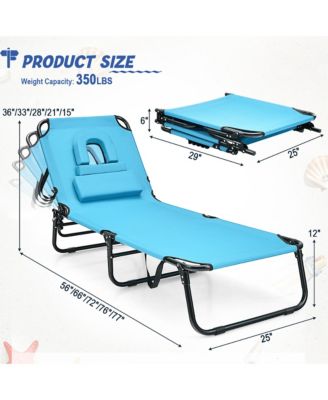 Folding Chaise Lounge Chair Bed Adjustable Patio Beach Camping Recliner