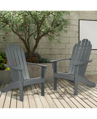 2PCS Wooden Classic Adirondack Chair Lounge Chair Outdoor Patio