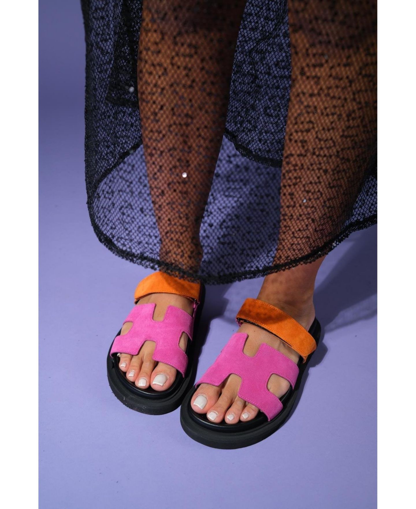 Женские сандалии Forever & Always Shoes Morte Leather Slide (Women), цвет: Фуксия оранжевый замшевый кожаный — фото 1