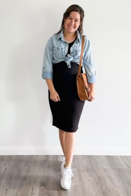 Maternity Charcoal Chambray Rolled Cuff Shirt