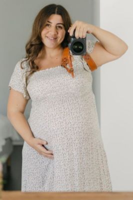 Maternity Mustard Floral Smocked Maxi Dress