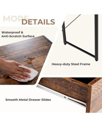 2-Drawer Home Office Desk with Steel Frame