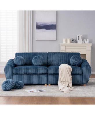 Streamdale 84" Blue Corduroy Sofa Couch