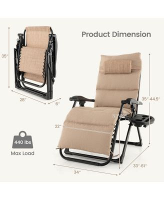Zero Gravity Chair Folding Recliner Lounge Chair with Cushion Cup Holder