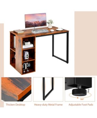 Computer Desk with 5 Side Shelves and Metal Frame