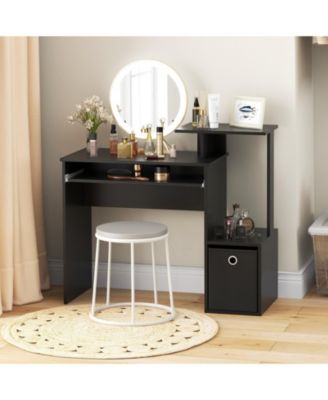 Space-saving Computer Desk with Pull-out Keyboard Tray