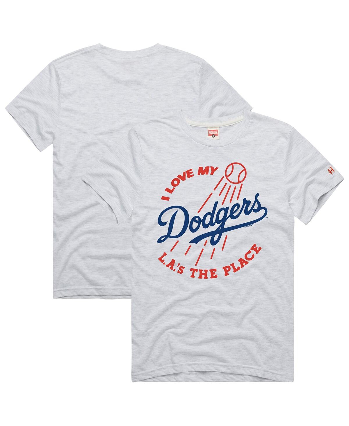 Homage Men's Ash Los Angeles Dodgers Hyper Local Tri-blend T-shirt