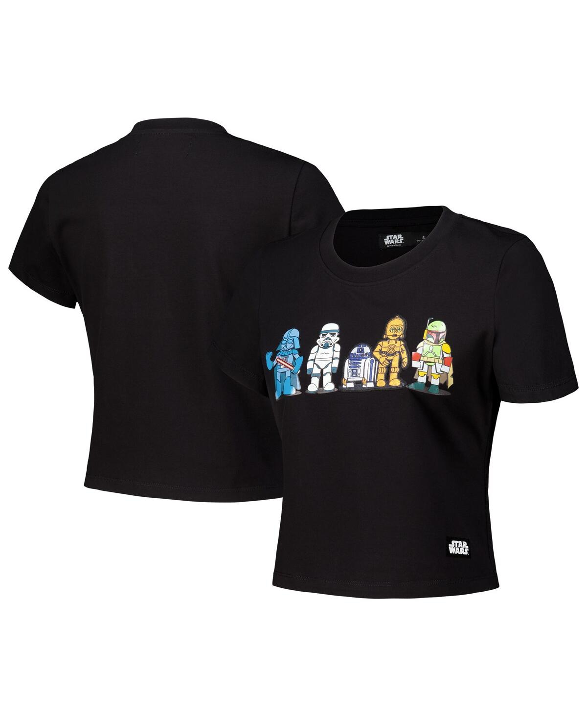 Women's Black Star Wars Babydoll Cropped T-Shirt - Black