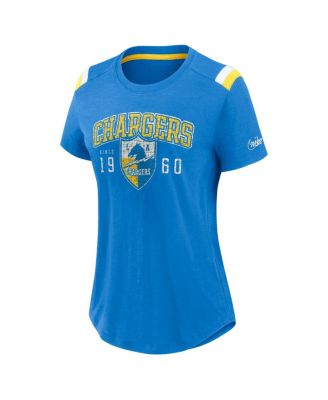 Women's Heather Blue Los Angeles Chargers Historic Slub Fashion T-Shirt