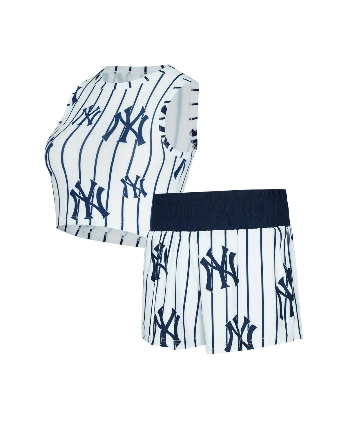 Concepts Sport Women's White New York Yankees Pinstripe Record Tank Short Set