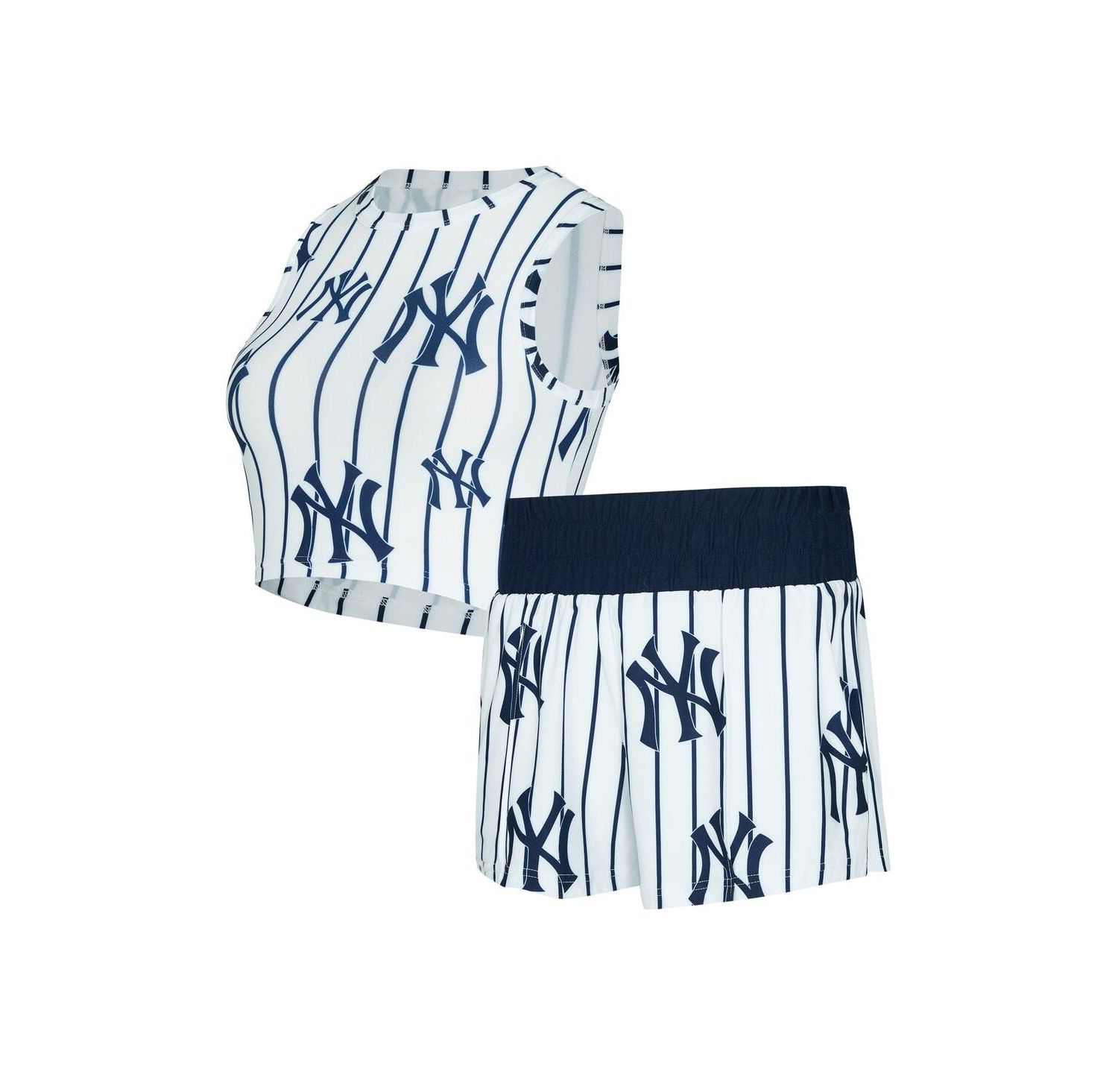 Women's 2-Piece White New York Yankees Pinstripe Record Tank and Shorts Set