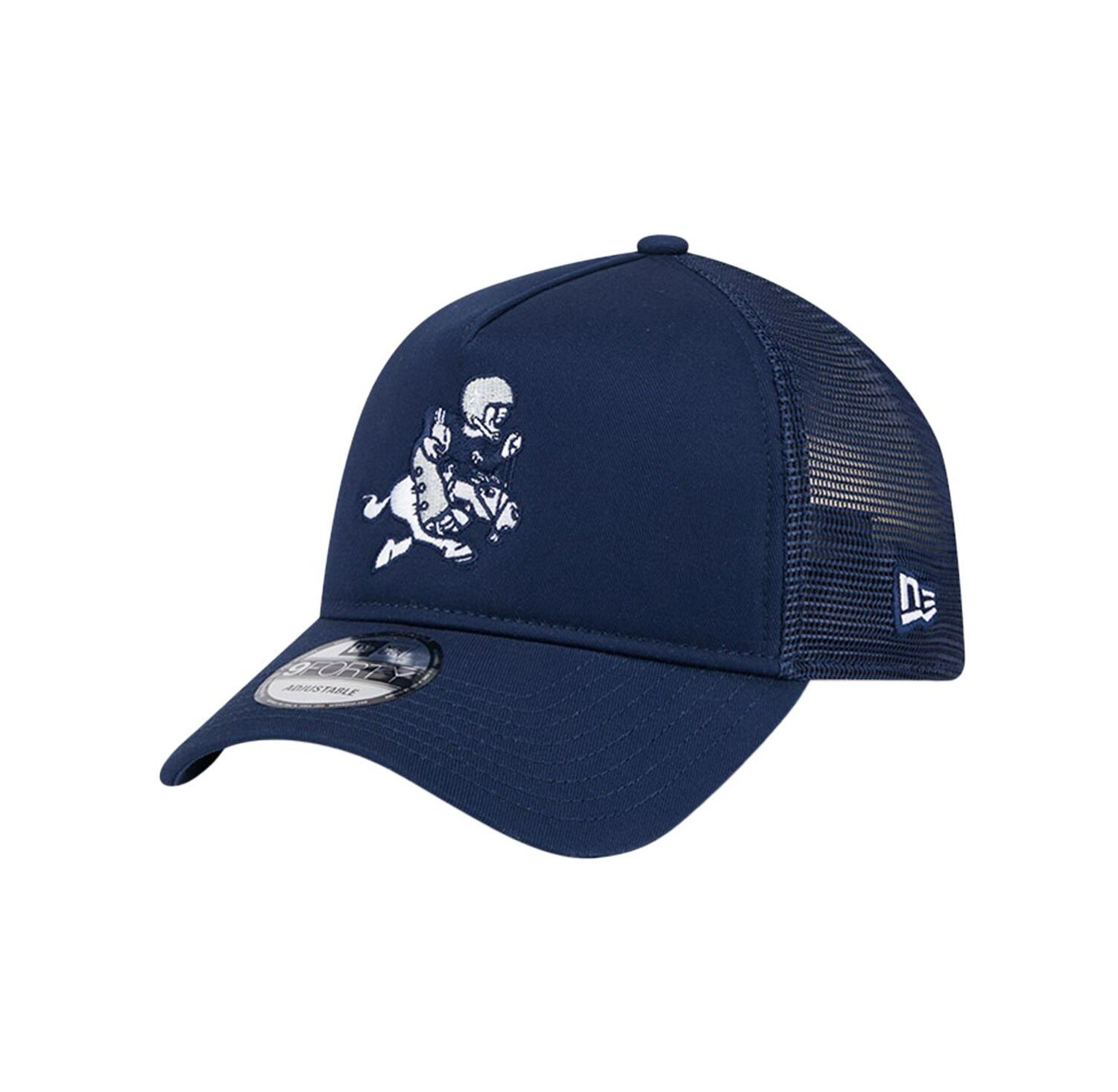 Men's Navy Dallas Cowboys Retro Main A-Frame Trucker 9FORTY Adjustable Hat