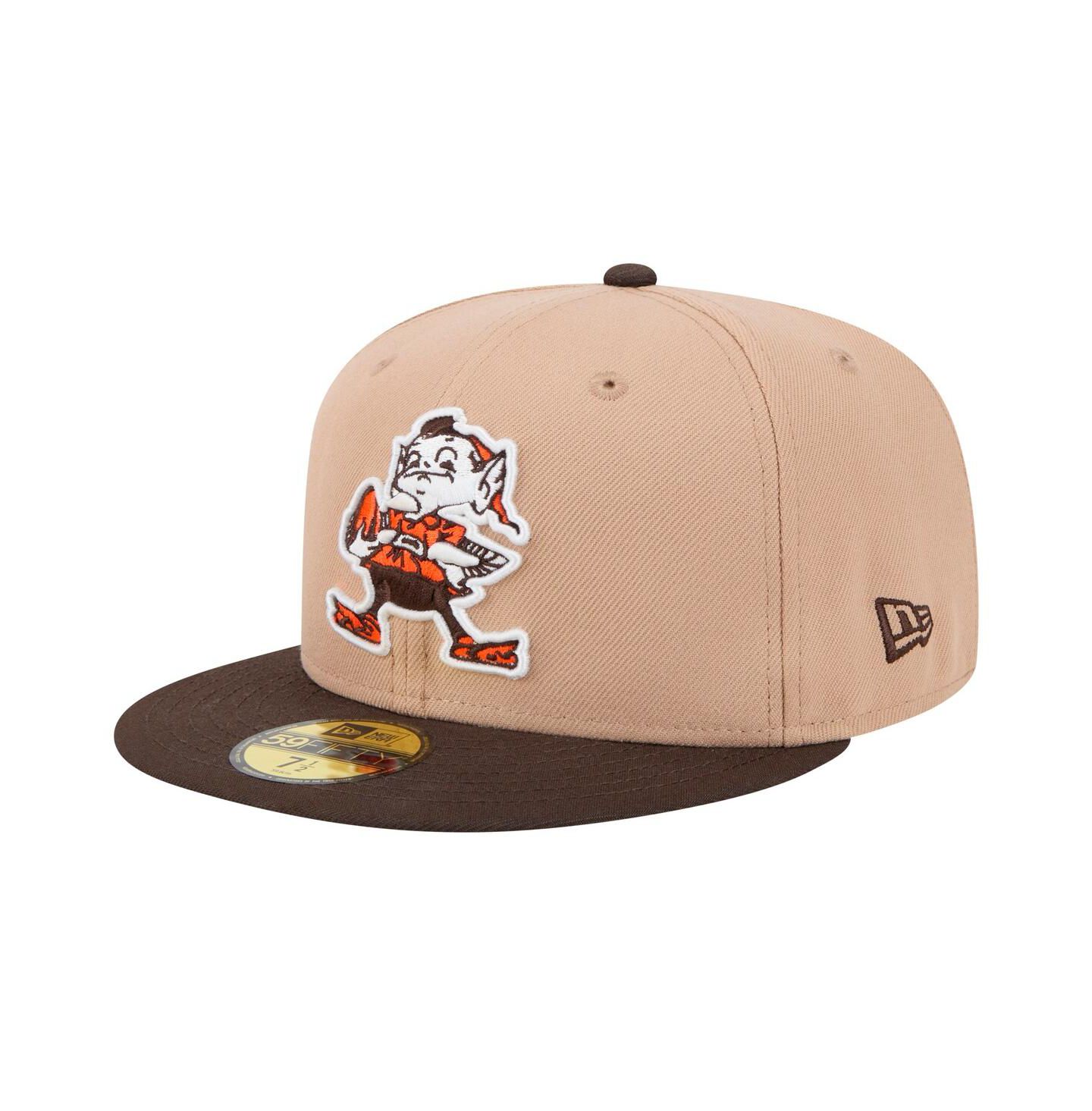 Мужская кепка New Era Tan Cleveland Browns Throwback Logo Main 59FIFTY Fitted Hat — фото 1
