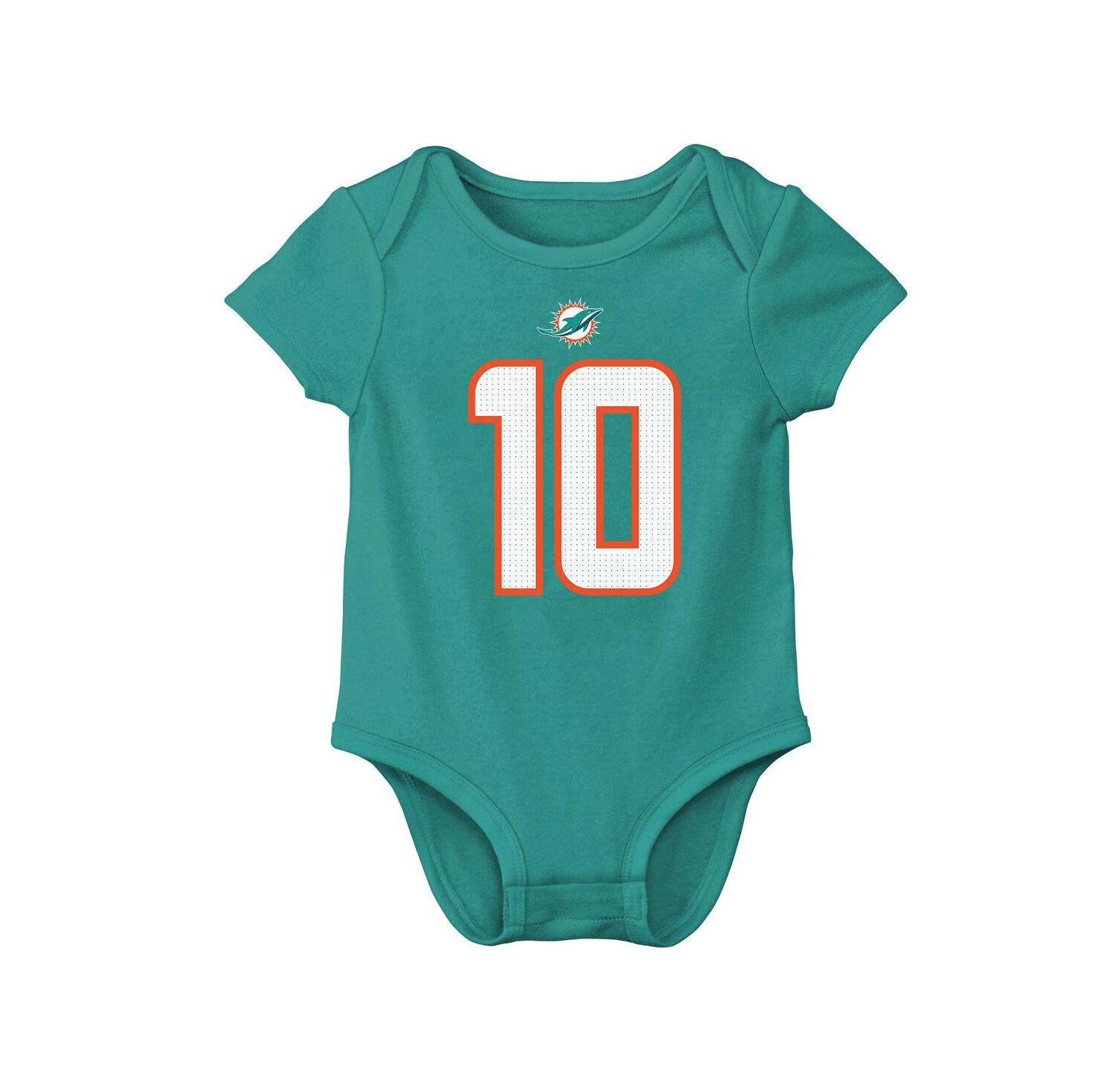 Baby Boys and Girls Tyreek Hill Aqua Miami Dolphins Player Name & Number Bodysuit