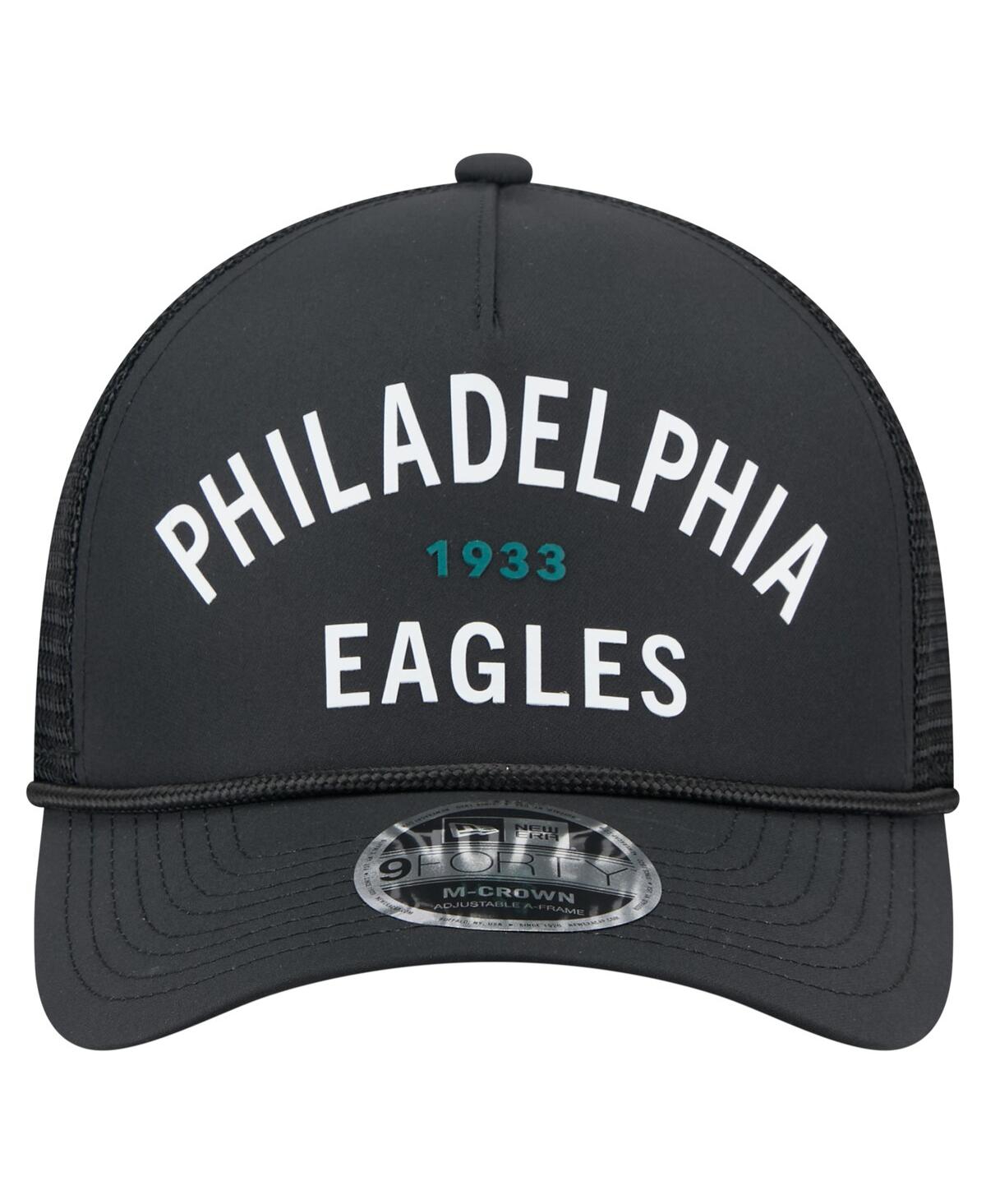 New Era Men's Black Philadelphia Eagles Active Minimalist M-crown A-frame 9forty Adjustable Hat
