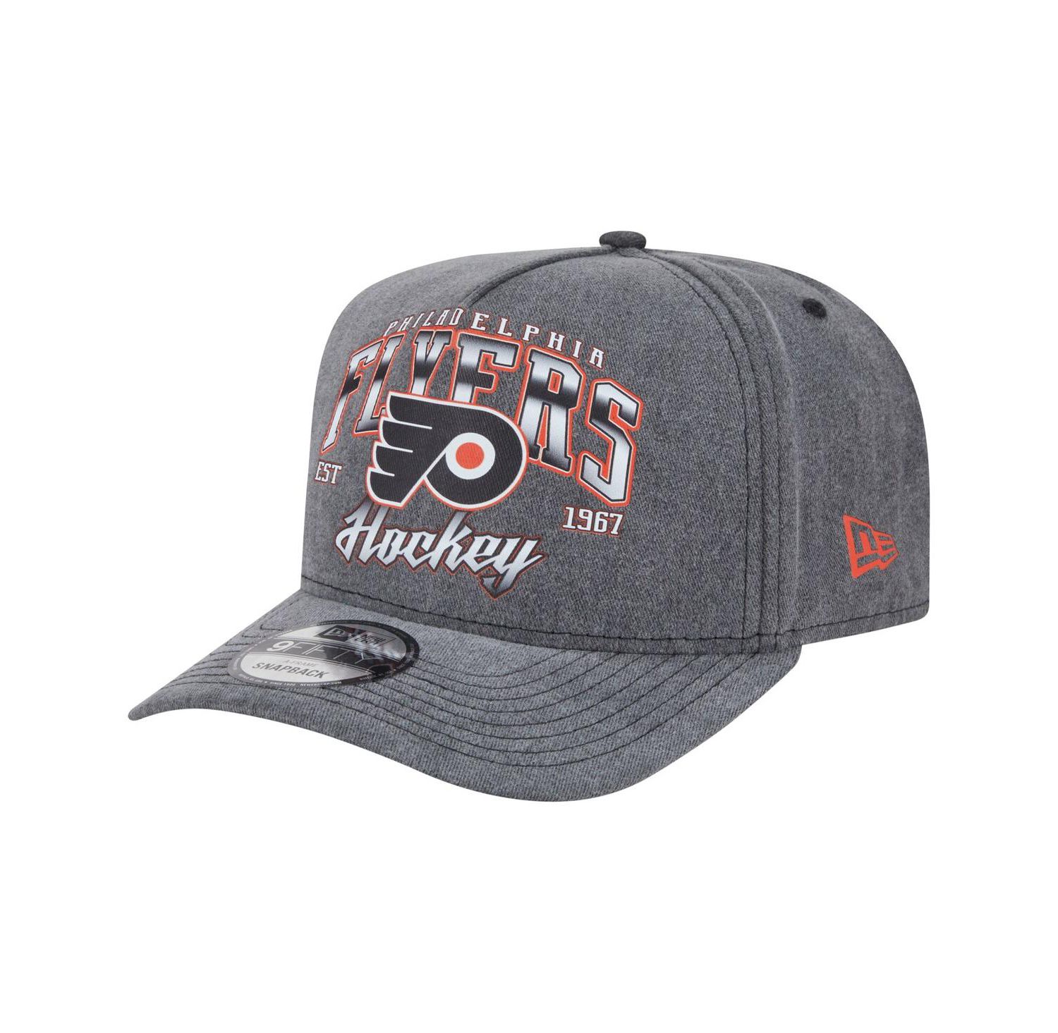 Men's Charcoal Philadelphia Flyers Throwback Washed A-Frame Pre-Curved 9FIFTY Snapback Hat