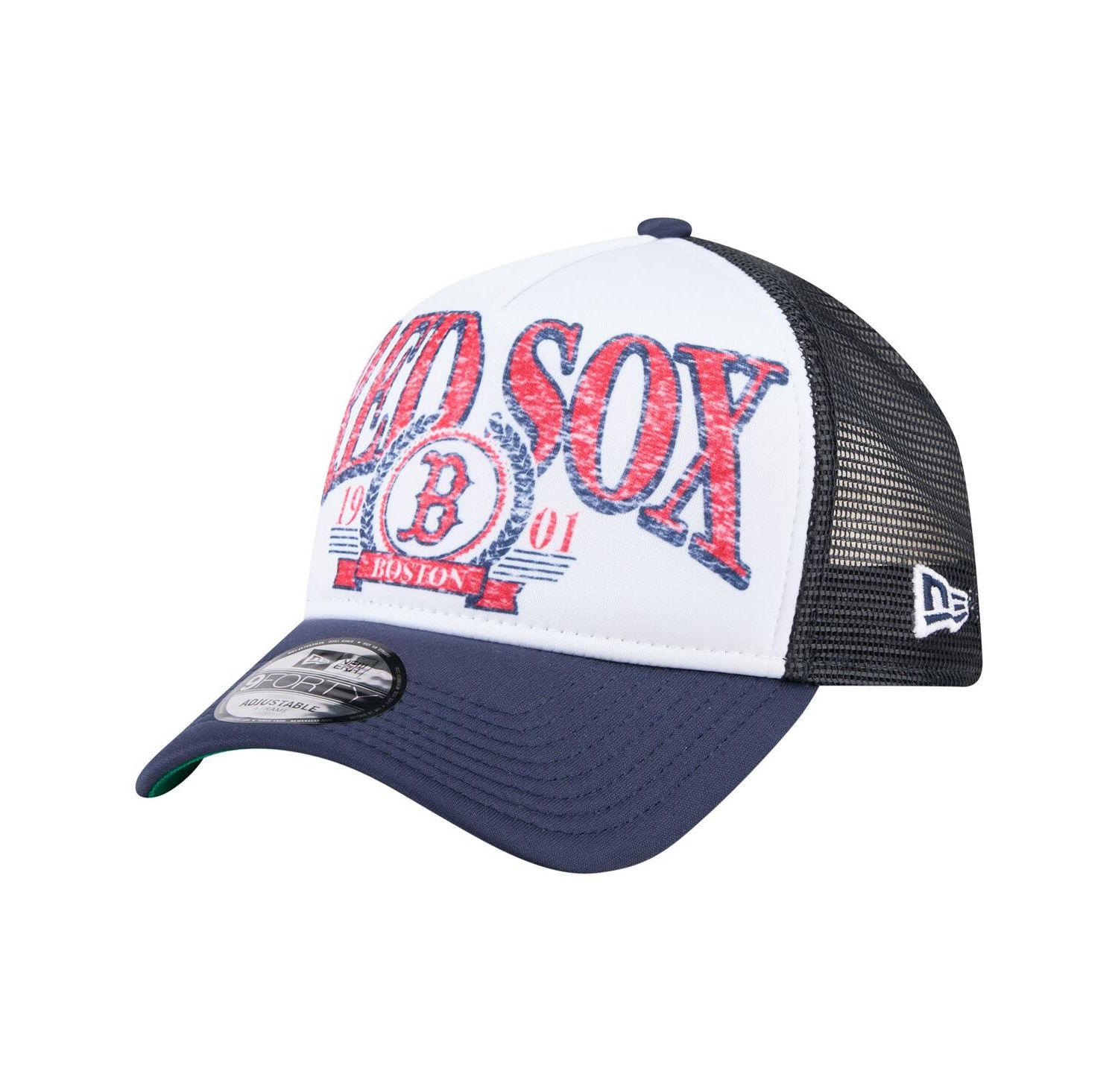 Men's Navy Boston Red Sox Distressed 9FORTY A-Frame Adjustable Trucker Hat