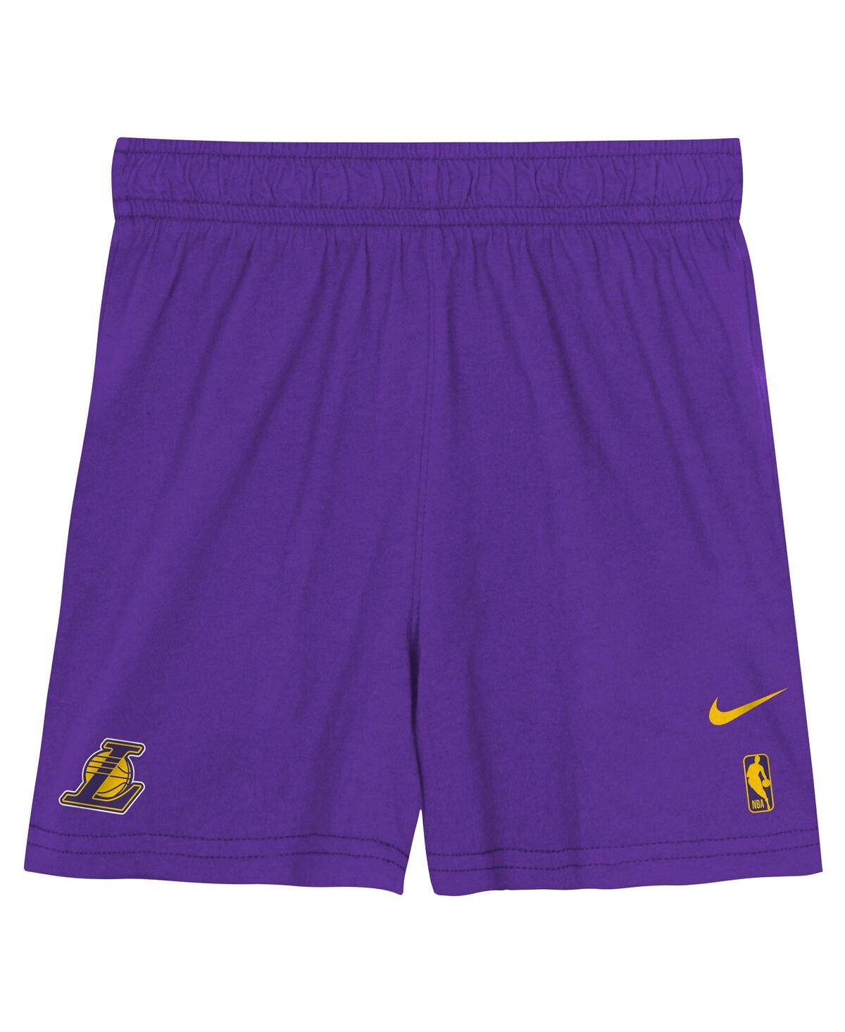 Nike Big Boys And Girlsâ 2-piece Purple Los Angeles Lakers Practice T-shirt And Shorts Set