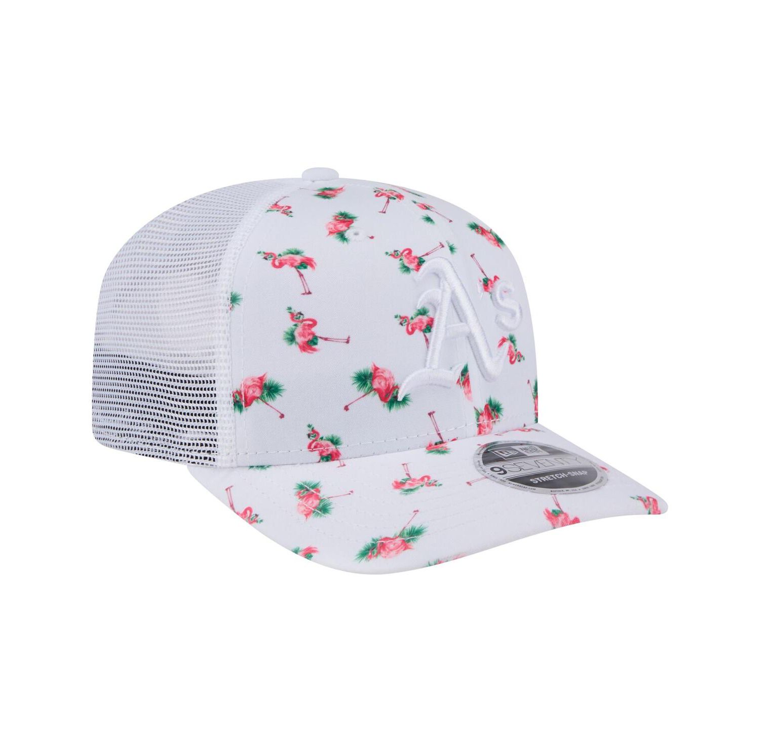 Men's White Athletics Flamingo Mesh Back 9SEVENTY Stretch-Snap Hat