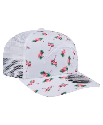 Men's White Los Angeles Chargers Adventure Flamingo Pattern 9SEVENTY Stretch Snap Hat