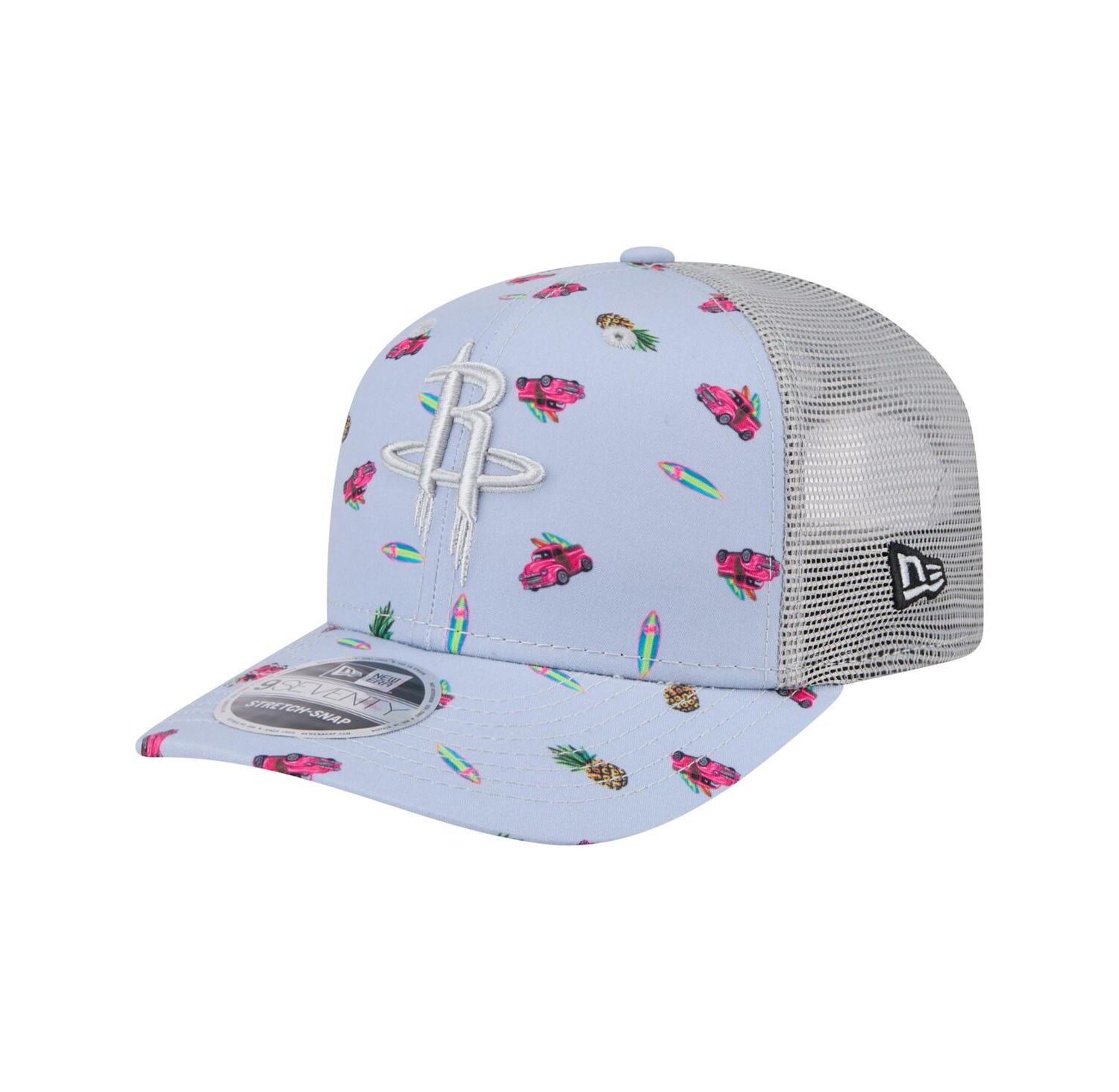 Men's Light Blue/Gray Houston Rockets Adventure Aloha Pattern 9SEVENTY Stretch-Snap Hat
