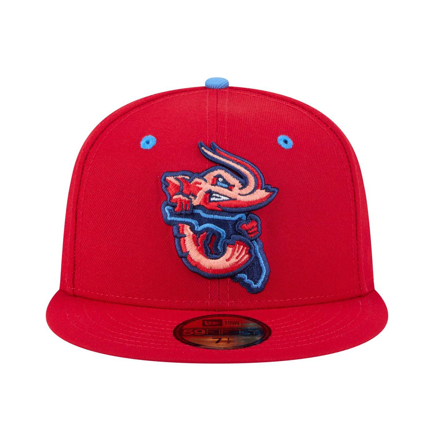 Мужская кепка New Era Red Jacksonville Jumbo Shrimp Authentic Collection 59FIFTY Fitted Hat — фото 3