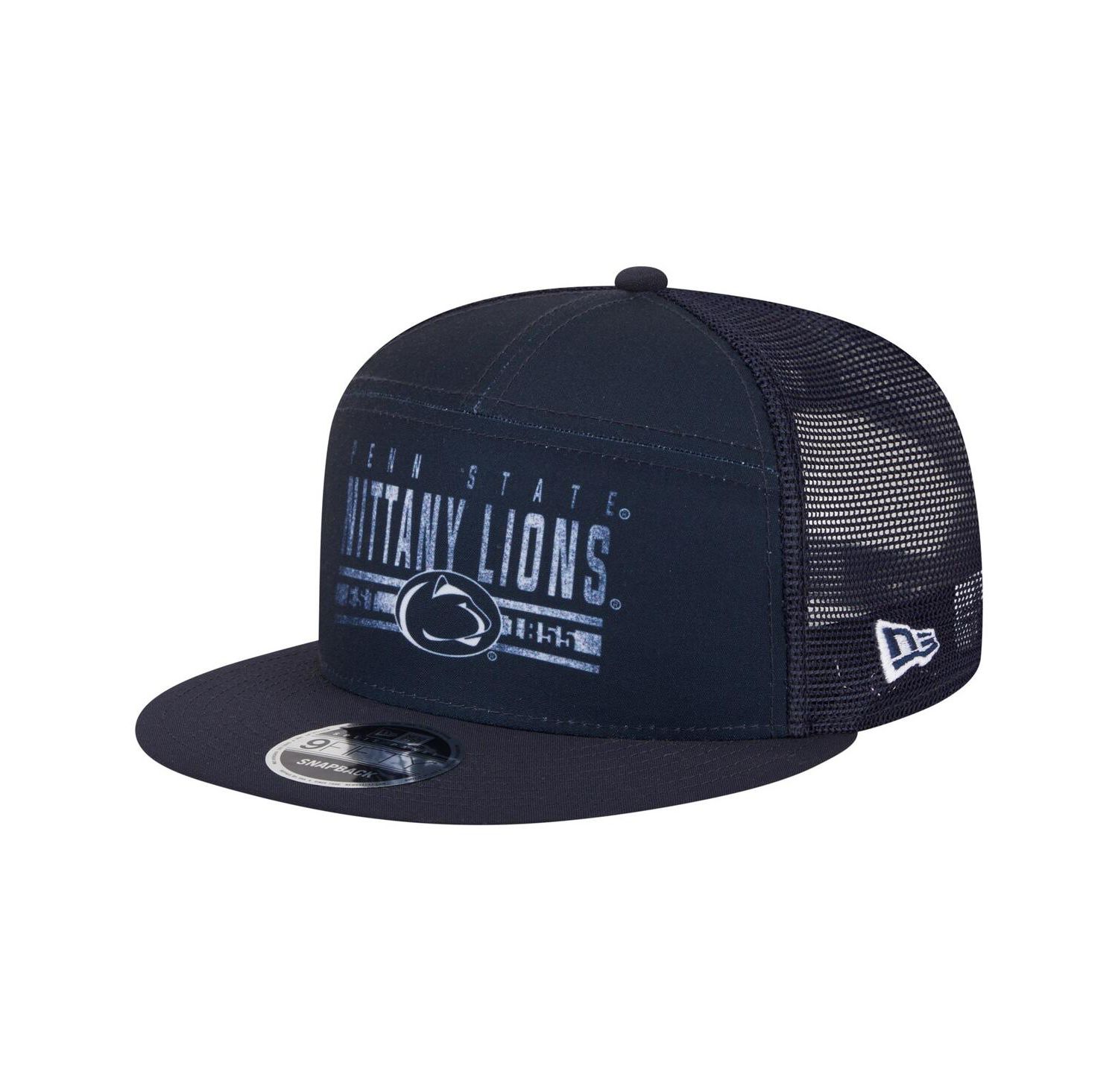 Men's Navy Penn State Nittany Lions Split Panel 9FIFTY Snapback Trucker Hat