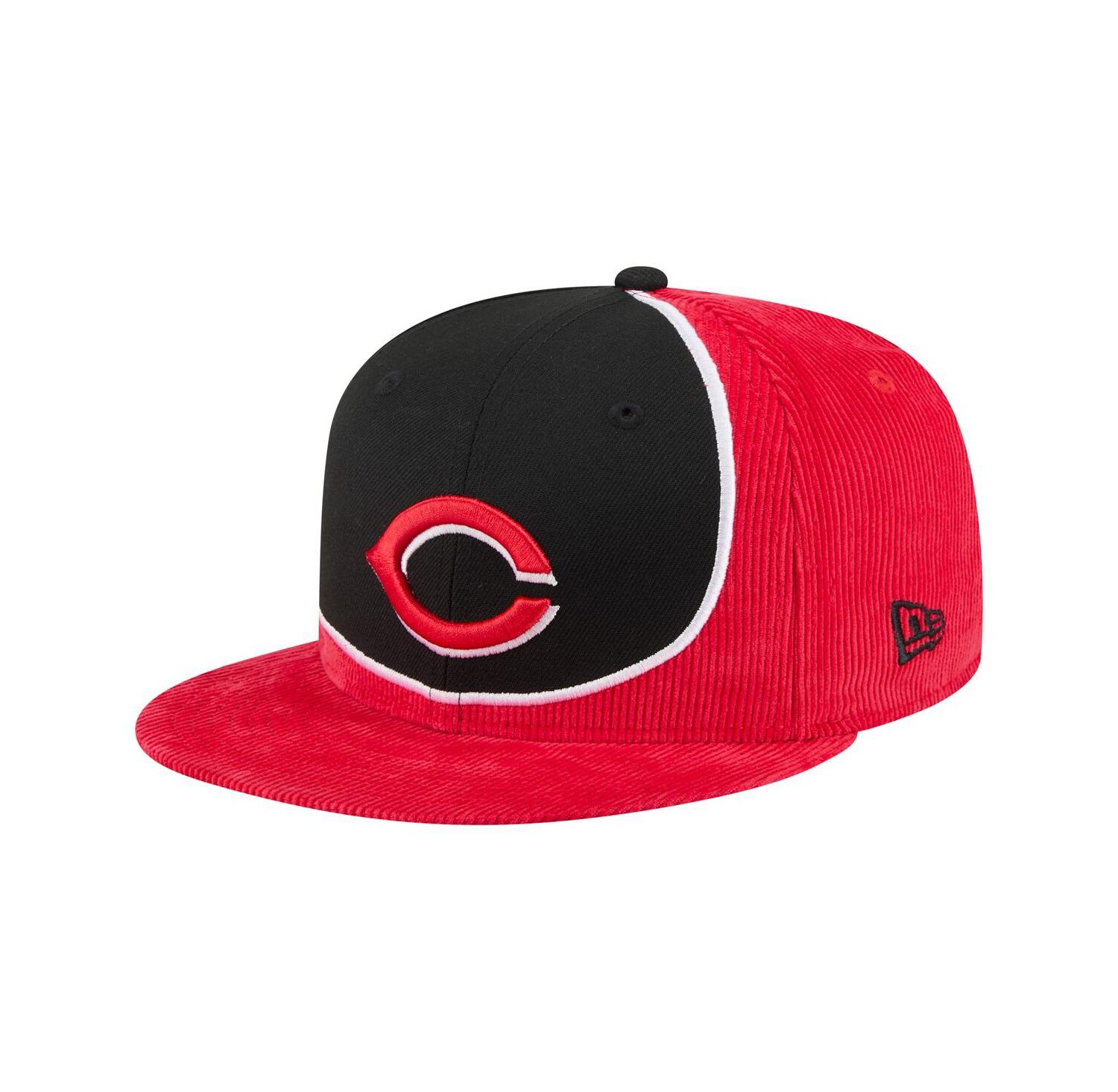 Men's Red/Black Cincinnati Reds Retro Split Corduroy Snapback Hat