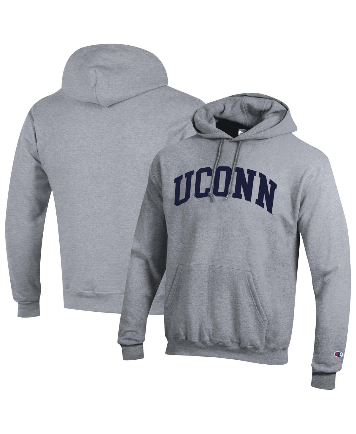 Men's Heather Gray UConn Huskies Basic Arch Fleece Pullover Hoodie - Heather Gray