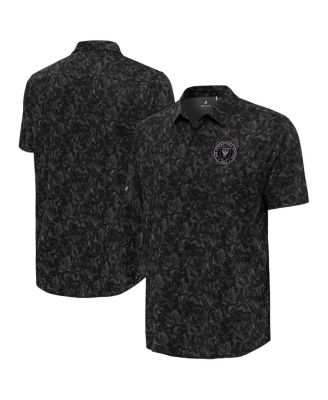 Antigua - Men's Black Inter Miami CF Lush Woven Button-Up Top