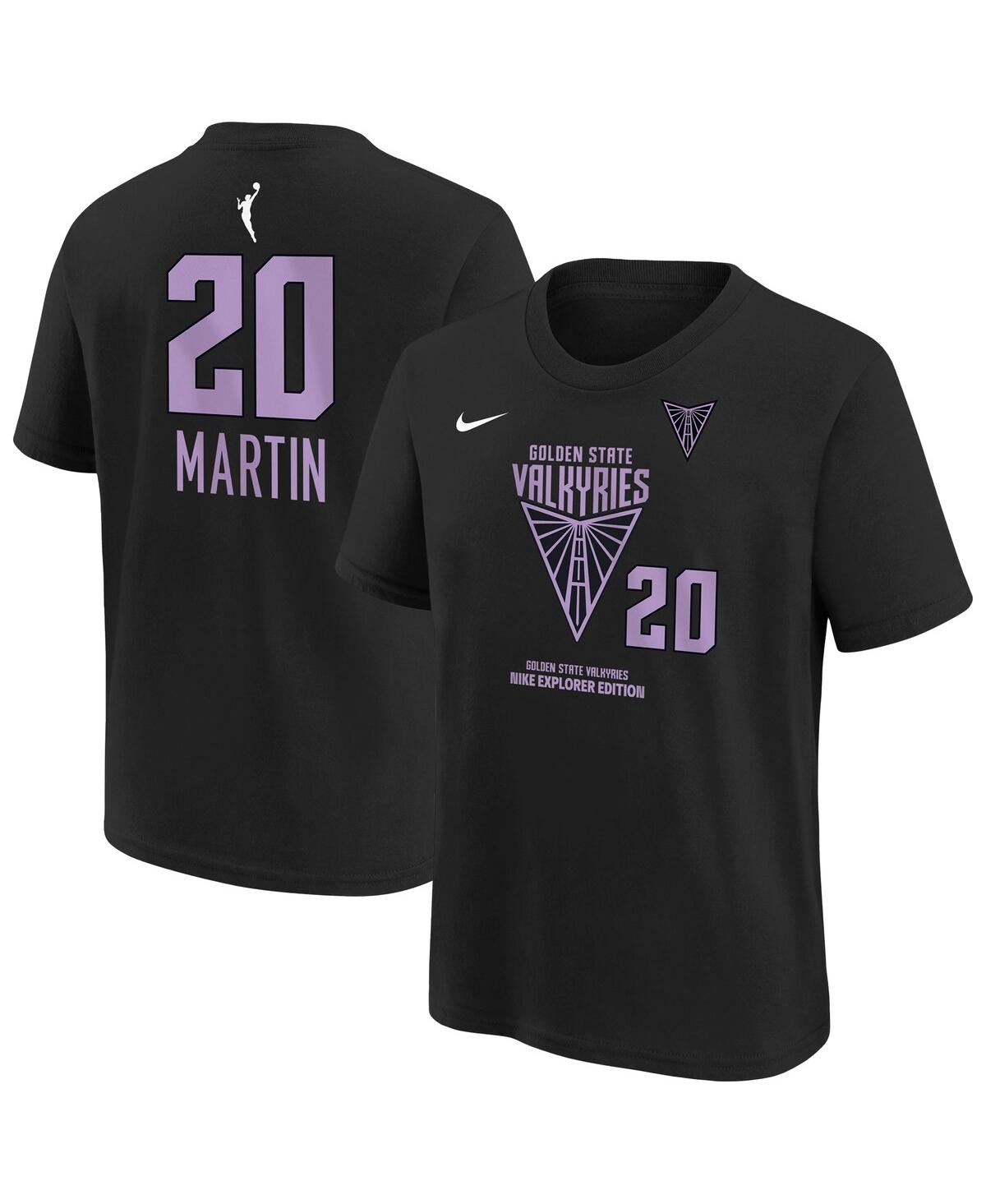 Nike Big Boys And Girls Kate Martin Eclipse Black Golden State Valkyries Explorer Edition Name Number T-s