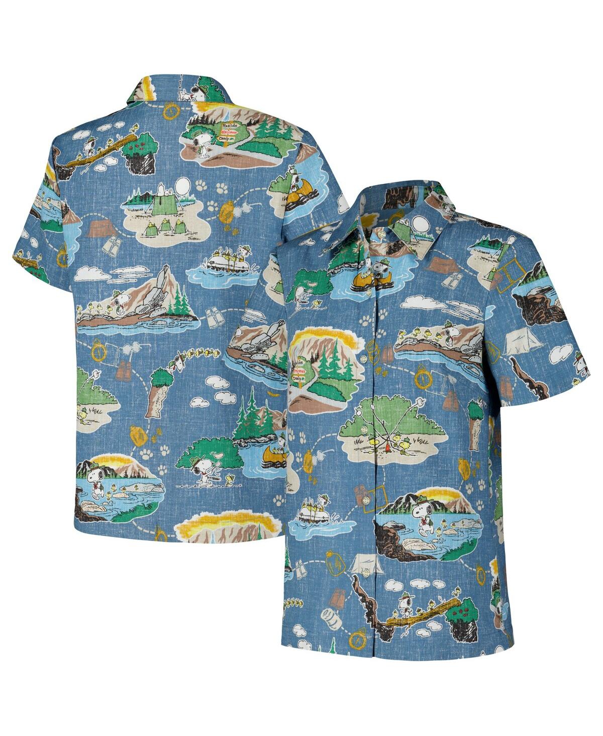 Women's Blue Peanuts Beagle Scouts 50th Anniversary Button-Up Shirt - Blue