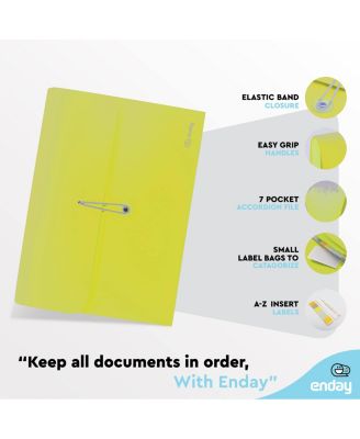 Accordion File Organizer Blue, 7 Pocket Expanding File and Cover Folder with Labels, Plastic Portable Desktop Letter A4 Paper, 1 Pc – by Enday