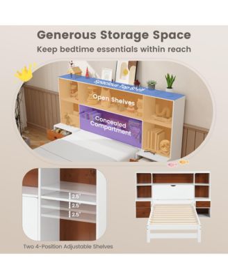 Twin Bed Frame w/ Storage Headboard & Nightstands 7 Compartments 3 Drawers