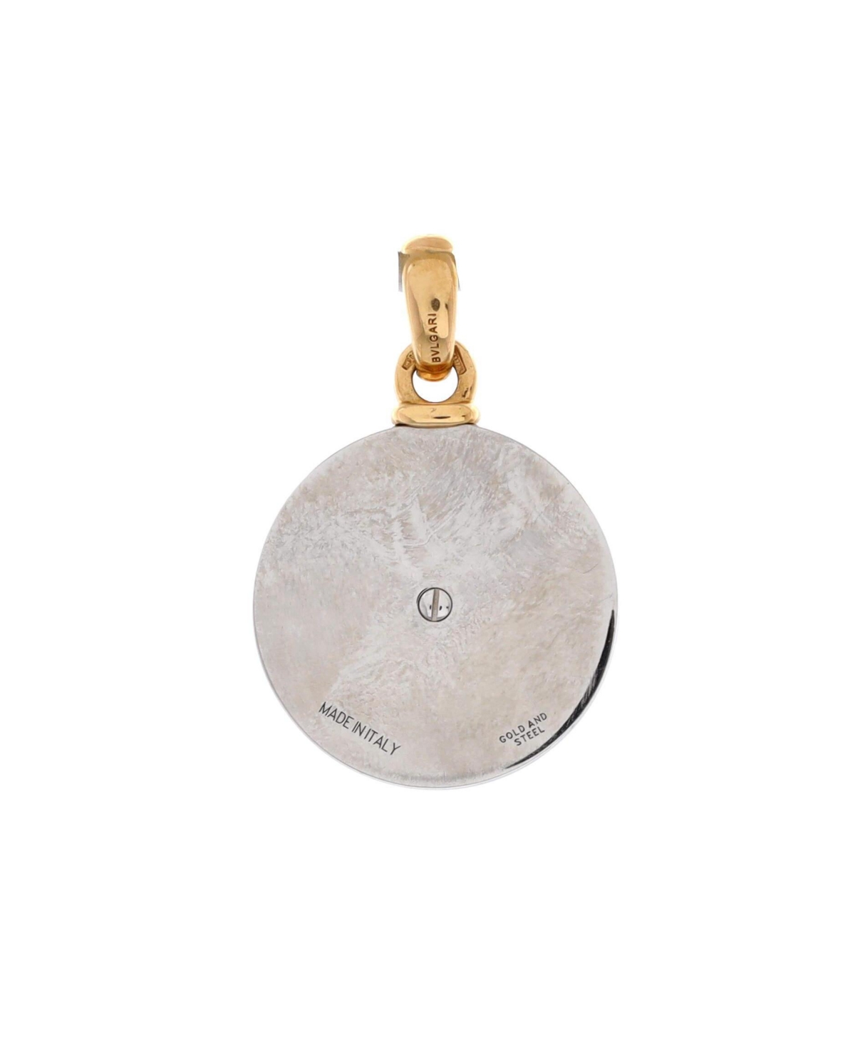 12 Months Horoscope Movable Round Pendant Charm 18K Gold and Stainless Steel with Diamond - 18k gold, stainless steel