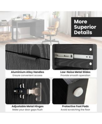 Modern Computer Desk Writing Workstation with Cabinet and Drawer