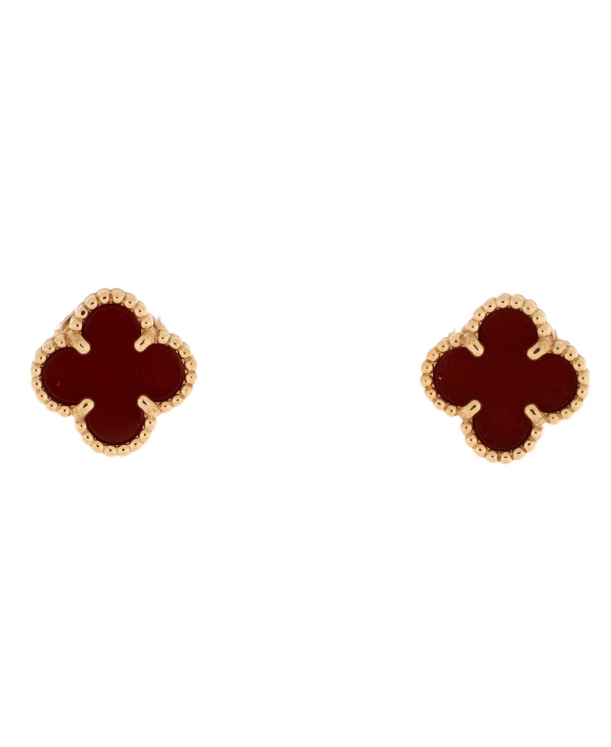 Sweet Alhambra Stud Earrings 18K Rose Gold and Carnelian - 18k rose gold