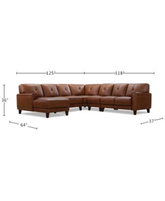 Ashlinn 5-Pc. Leather Chaise Sectional, Exclusively at Macy's