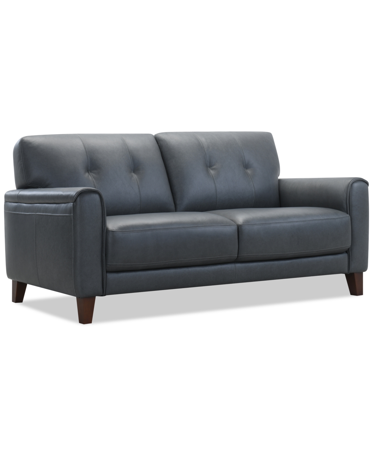 Macy's Ashlinn 82" 2 Seat Leather Sofa, Exclusively At  In Black