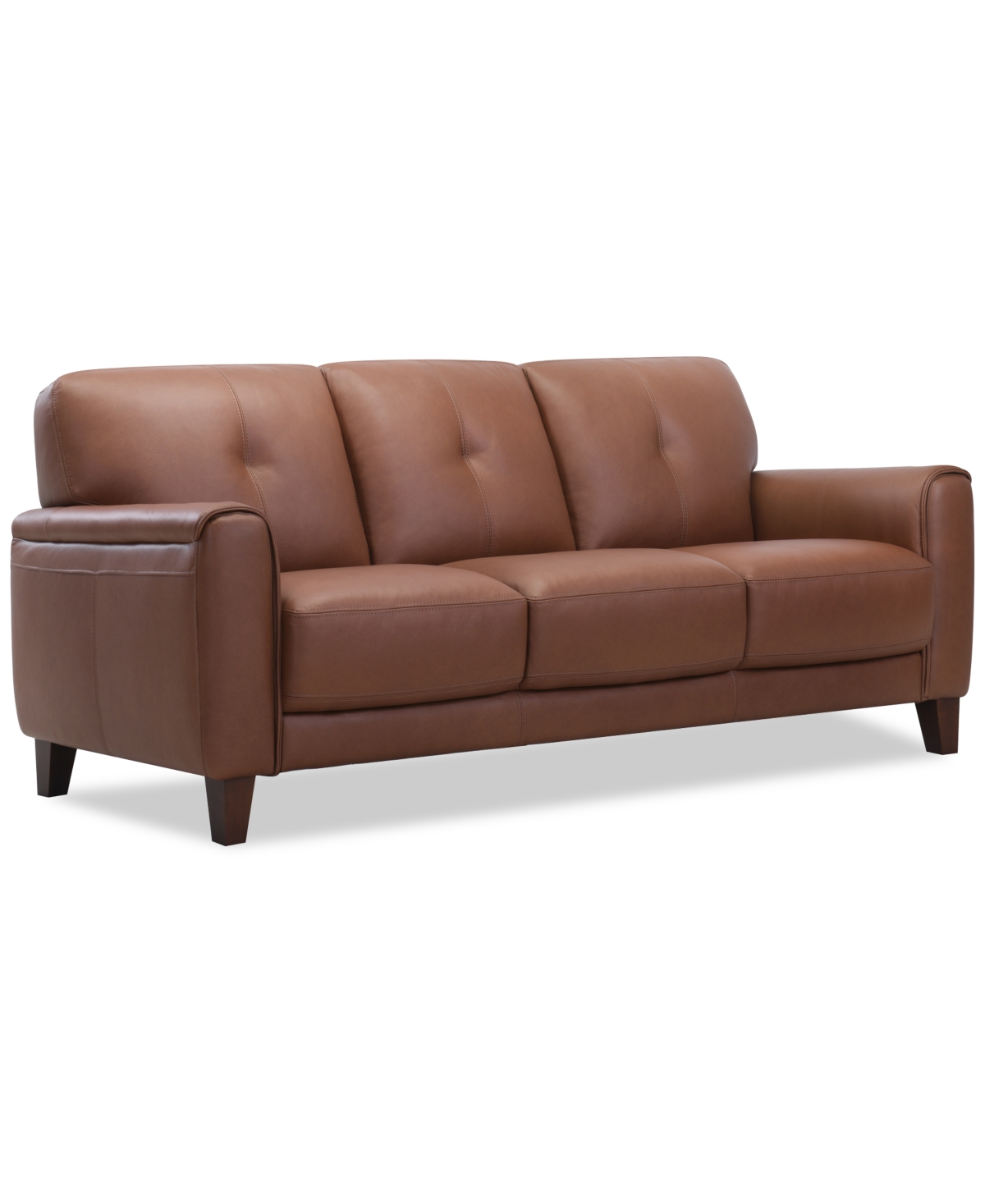 Macy's Ashlinn 84" 3 Seat Leather Sofa, Exclusively At  In Brown