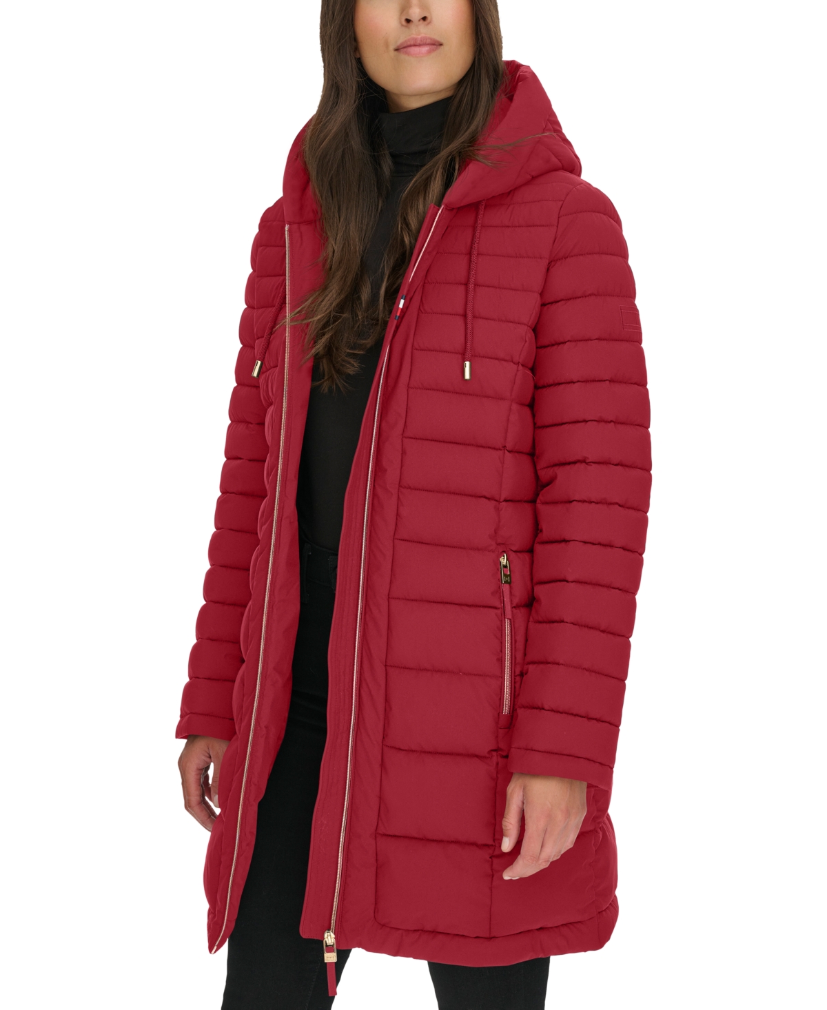 Tommy Hilfiger Women's Hooded Packable Puffer Coat In Red