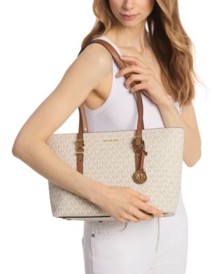 Quinn Medium Signature Logo and Leather Tote Bag