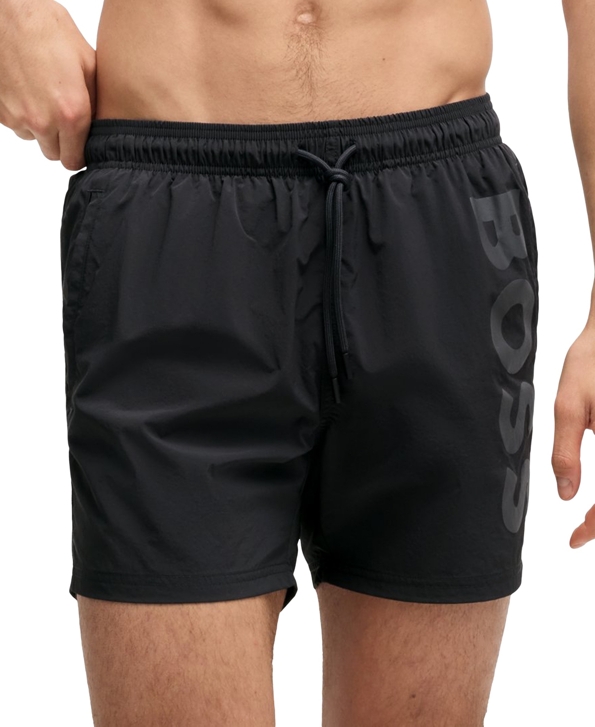 Hugo Boss Logo-print Swim Shorts In Black