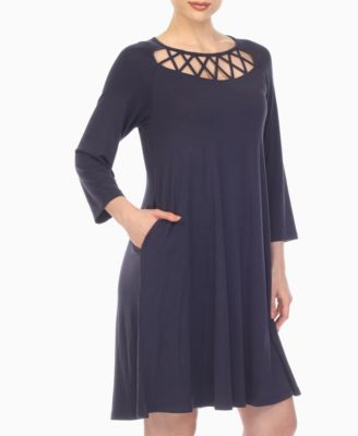 Women's Criss Cross Neckline A-line Dress