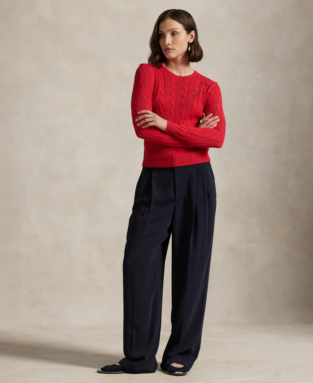 Polo Ralph Lauren Women's Cable-knit Cotton Crewneck Sweater