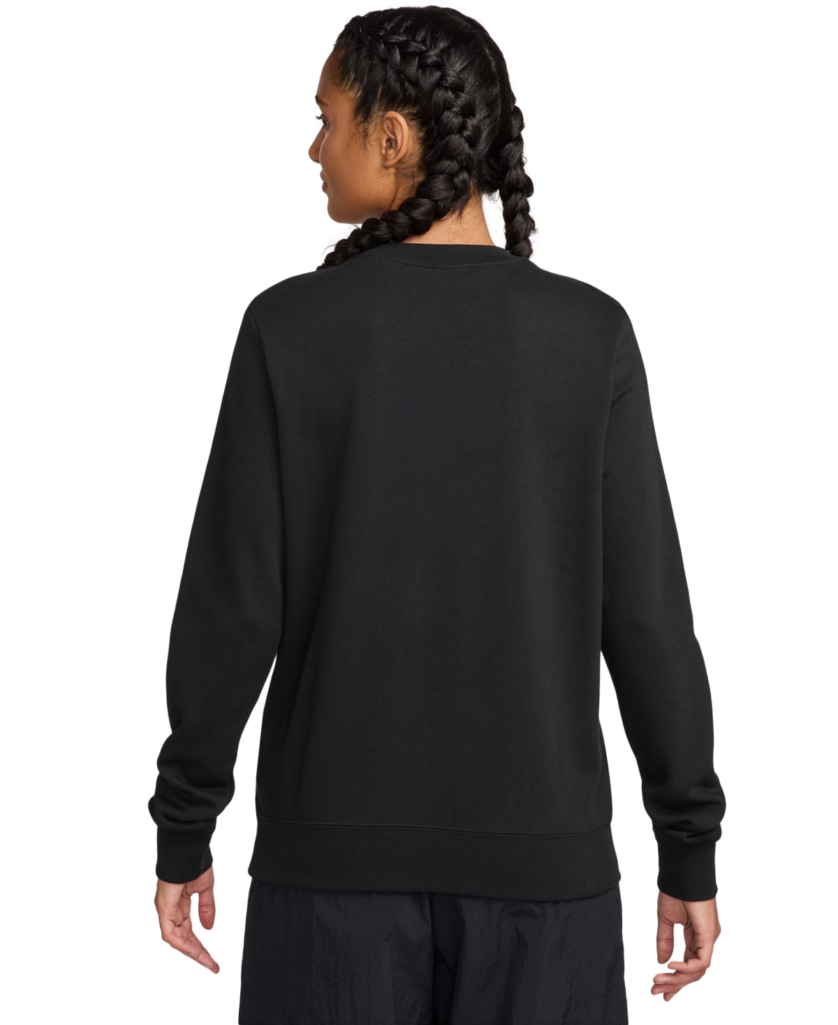 Nike Sportswear Women's Club Fleece Graphic Crewneck Sweatshirt In Black