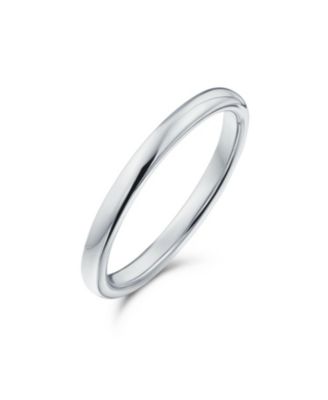 Thin Minimalist Dome Couples Titanium Eternity Band Polished Rose Gold Plated Ring Comfort Fit 2MM