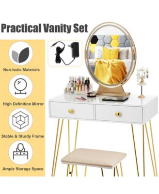 Industrial Makeup Dressing Table with 3 Lighting Modes